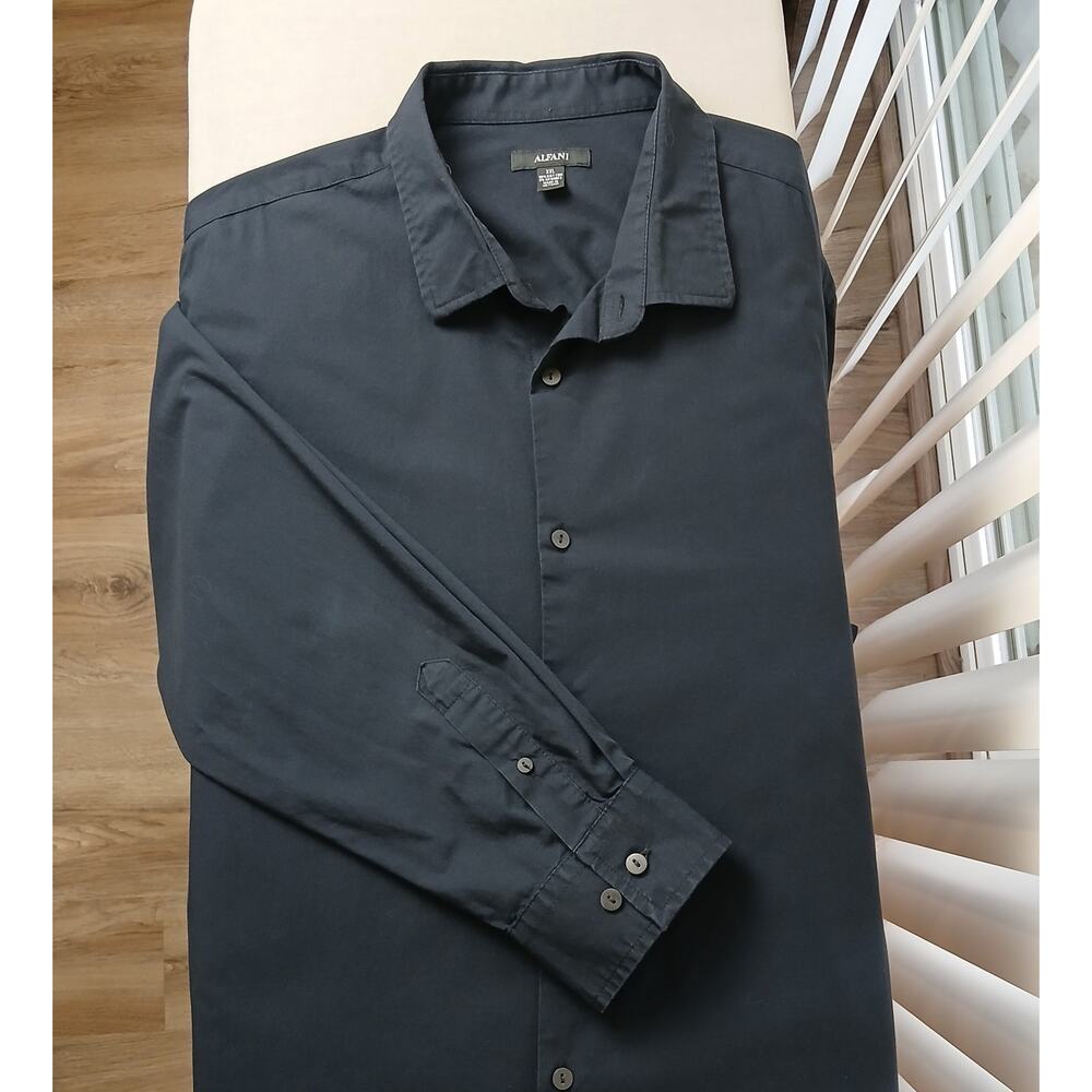Alfani Black Dress Shirt Mens XXL long sleeve button front collar cotton blend - Picture 16 of 16